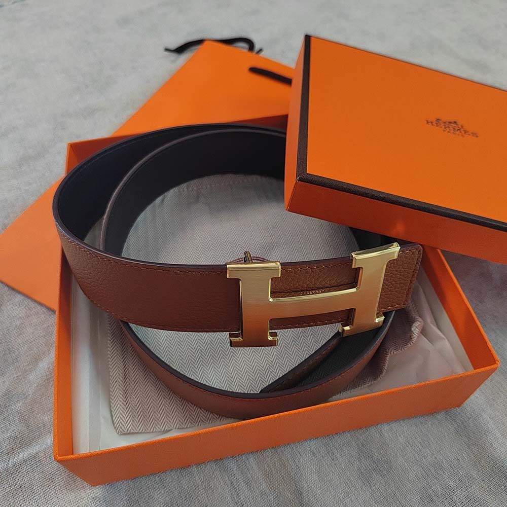 Hermès size 75 Brown x Black 32mm Reversible H Logo Belt Kit 73h418s Hermès size 75 Brown x Black 32mm Reversible H Logo Belt Kit  main image 4