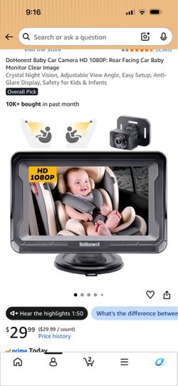 Baby car monitor camera