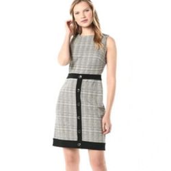 Tommy Hilfiger Elegant Black and Gray Plaid Dress black and silver accents 12