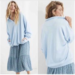 Aerie Oversized Happy Henley Everyday Polo Sweatshirt