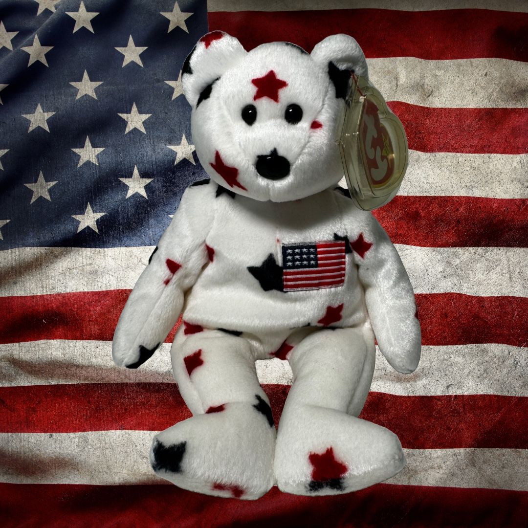 Ty Beanie Glory Bear Retired With Tag Errors Rare Patriotic Teddy