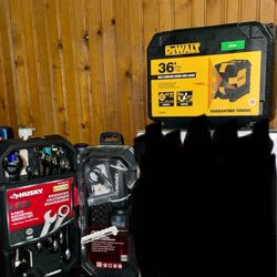 Husky Eleectric Torque Screwdriver, Husky 8pc Ratcheting Wrench Set, Dewalt Self-leveling Cross Line Laser