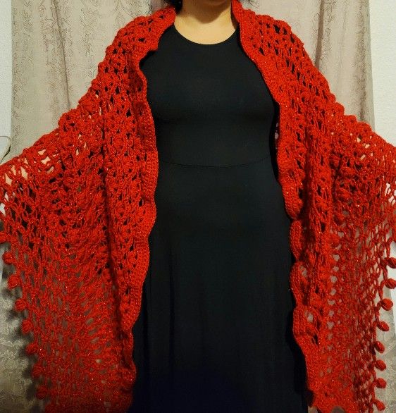 Long Red Shawl/Wrap