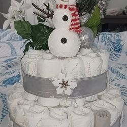 Snowman Diaper Cake