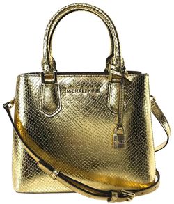 Michael Kors Adele Medium Shoulder Gold Embossed Leather Messenger Bag
