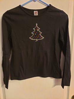 Black Children Christmas Long Sleeve Shirt Size 10/12