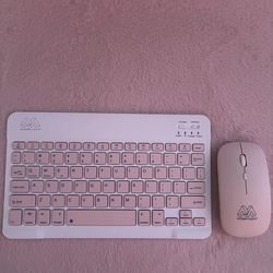 Pink Bluetooth keyboard and mouse
