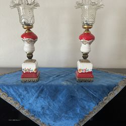 Antique Hand painted Candle Holders 