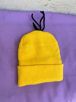 Yellow Knit Beanie with Black Detail Halloween Costume