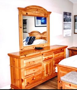 Six piece wooden California king bedroom set