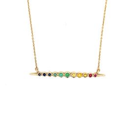 14k Multicolor Gemstones Necklace 