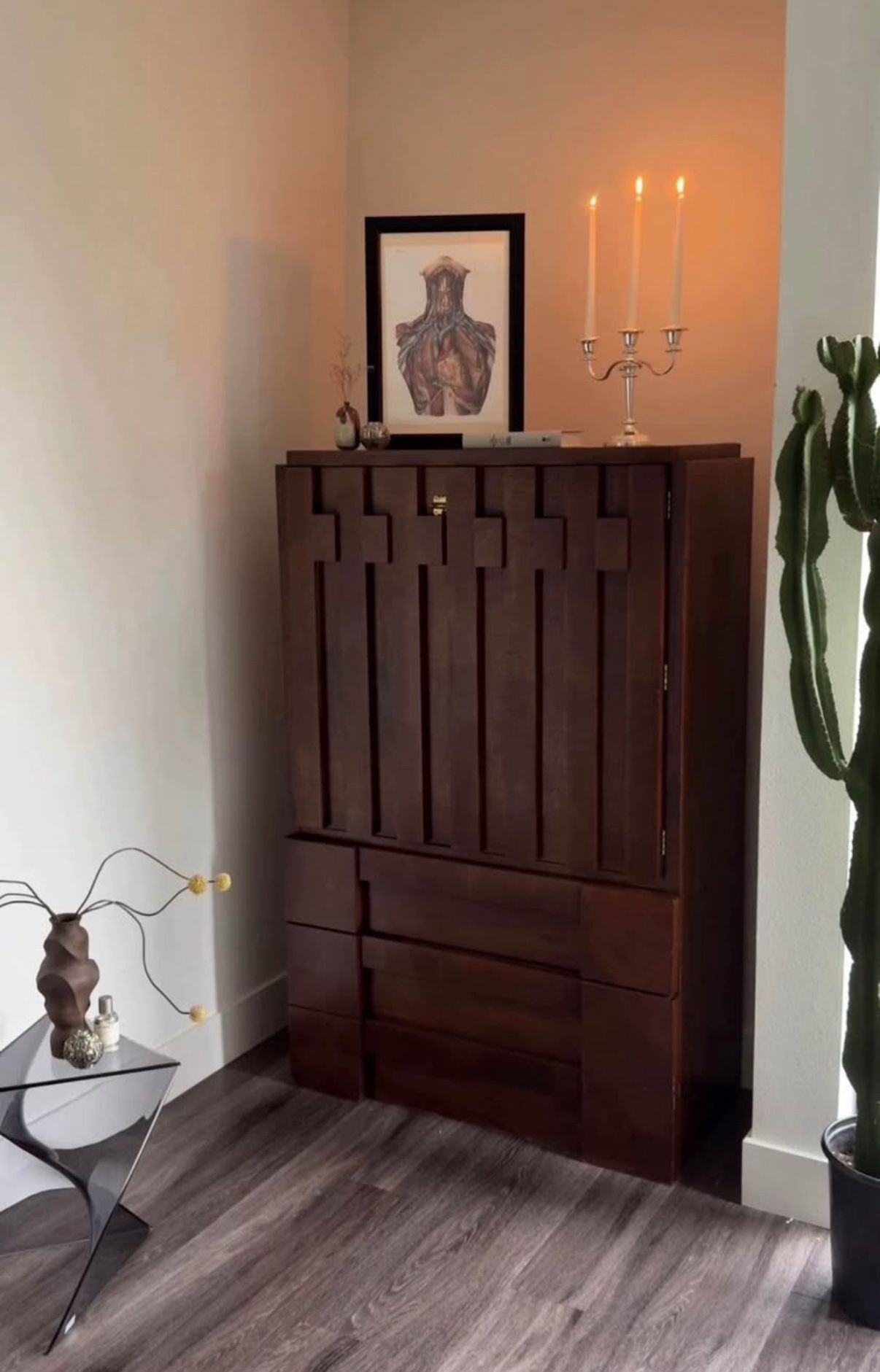 Lane Staccato Vintage Armoire Dresser Paul Evan’s Style real wood Mid-Century Modern MCM Brutalist