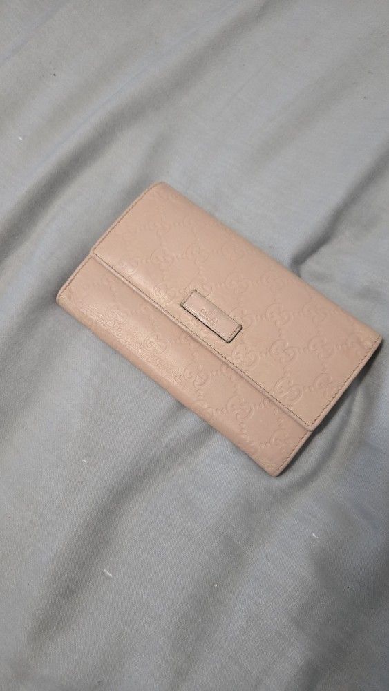 Gucci Cream Embossed Long Wallet