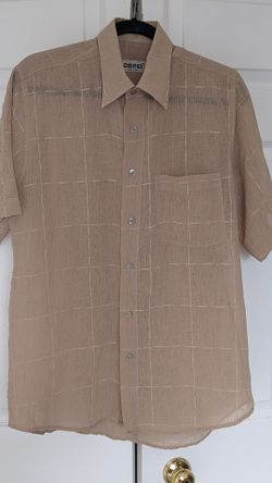 Man's Tan Casual Button Down Shirt Short Sleeve