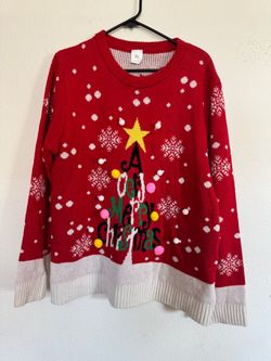 Red Christmas Tree Ugly Sweater Size XL