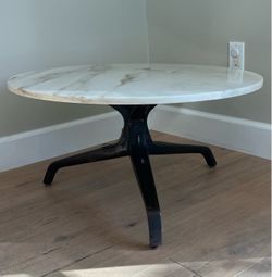 30" Round Mid-Century Modern Burke Calacatta Marble Table - 16" Tall