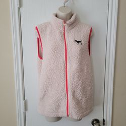 Pink Victoria's Secret Sherpa Fleece Vest Small