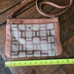 Nine West Brown and Tan Geometric Crossbody Bag