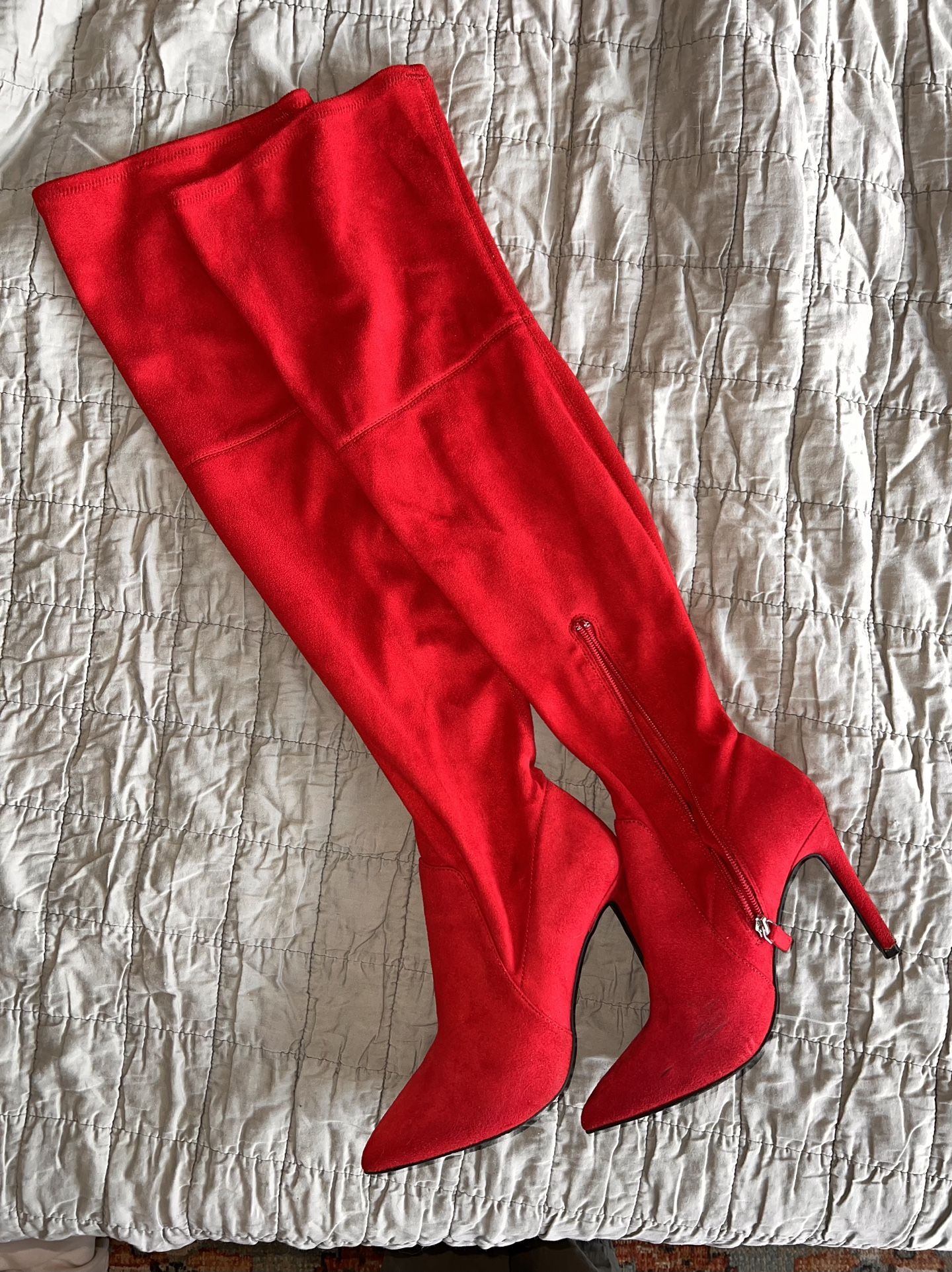 BP Red Suede Over The Knee Boots