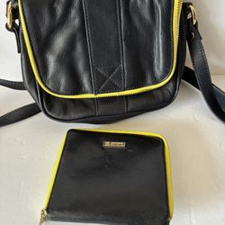 Gorjana Perry Lamb skin Crossbody Leather Bag And Matching Wallet