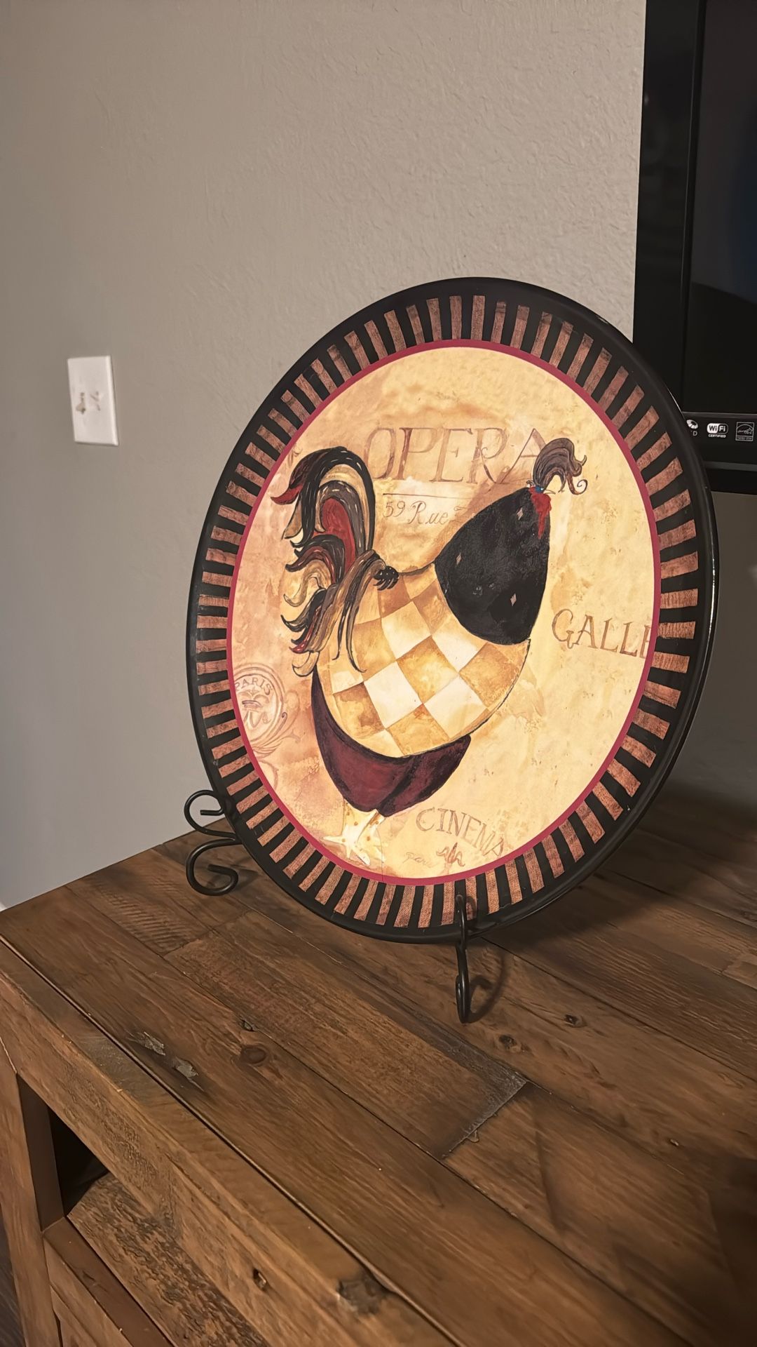 12x12 Rooster Decorative Plate 