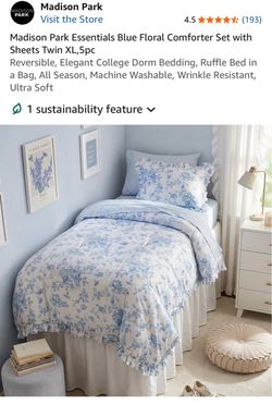 Madison Park Blue Floral Comforter Set Twin XL 5pc