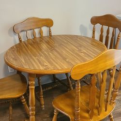 Solid wood dining table and chairs