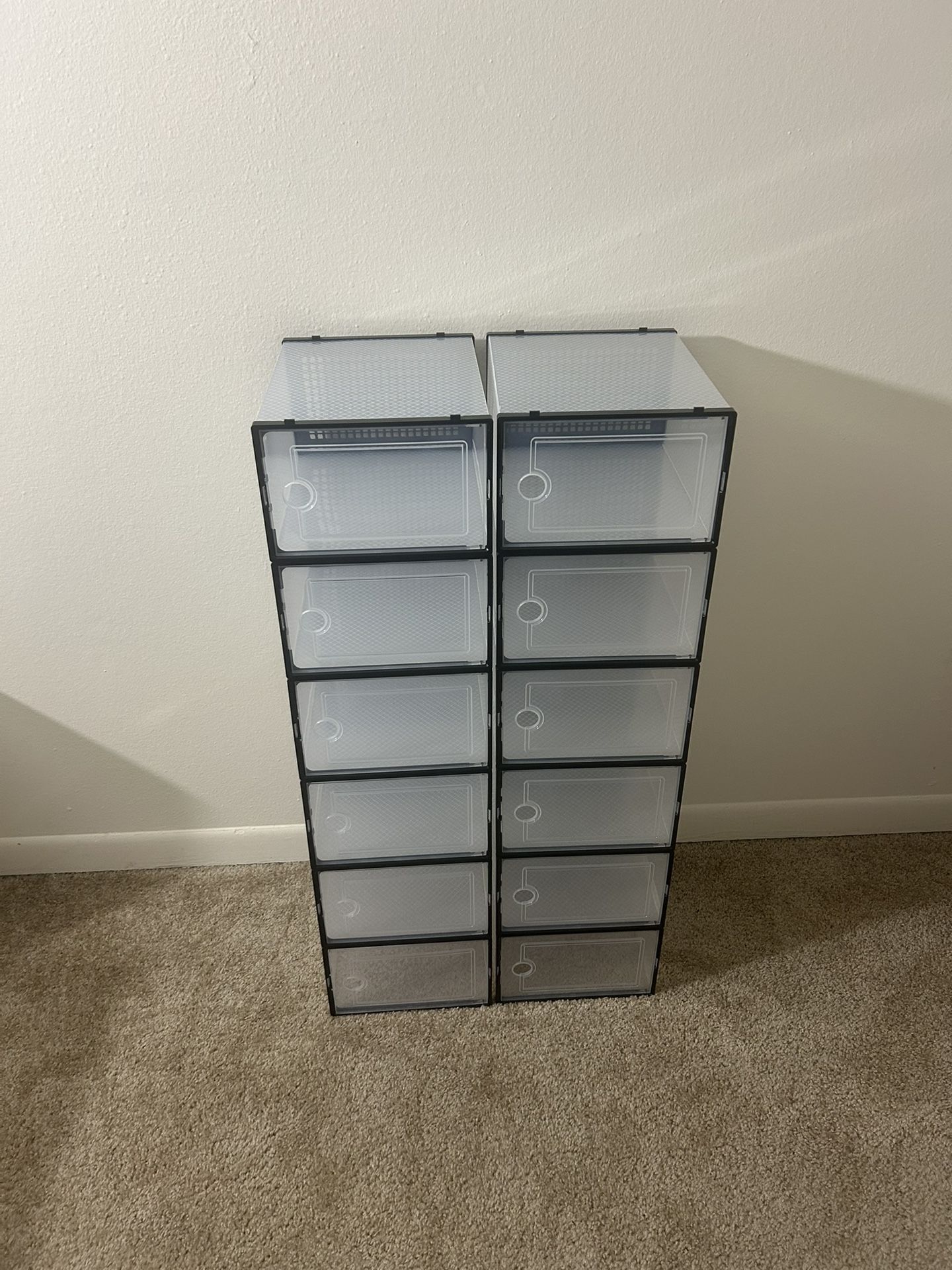 Kuject X-Large Shoe Storage Boxes Organizers Clear Plastic Stackable 12 Pack