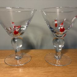 Set of Artland Fused Glass Christmas Snowman Santa Martini Glasses. Heavy and https://offerup.com/redirect/?o=c3R1cmR5LlJFQUQ=