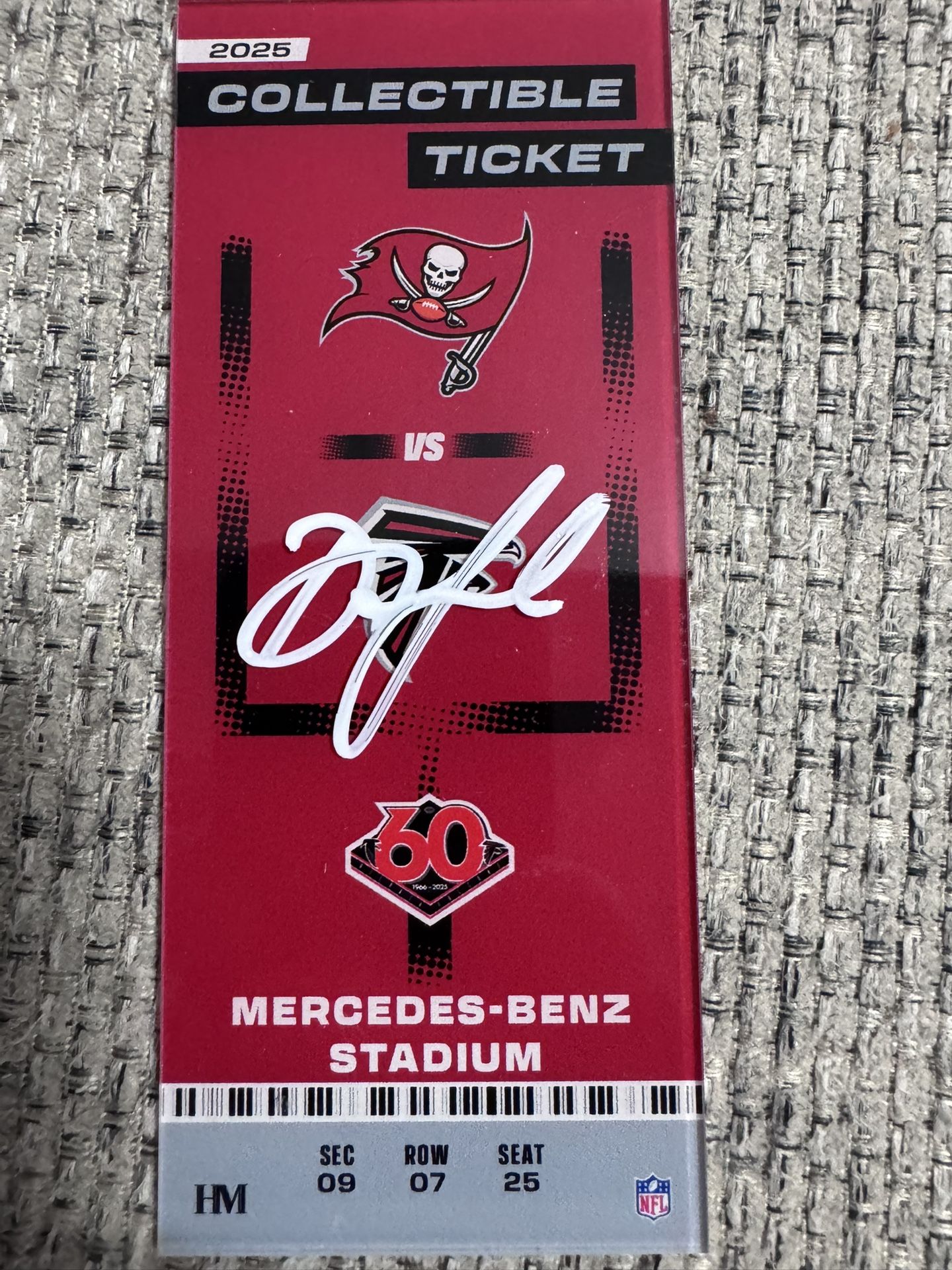 Drake London Signed Acrylic Commemorative Ticket- Atlanta Falcons- Metabilia Coa