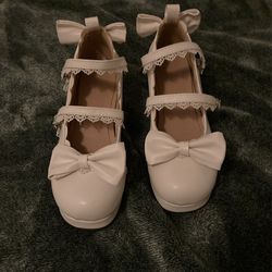 White Lace Heels