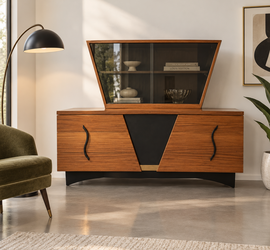 Rare 1950s Custom Space-Age Sideboard & Hutch by Popel's Los Angeles