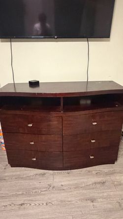 Dark Wood 6-Drawer Media Dresser