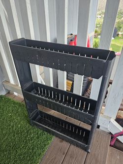 Black Plastic 3-Tier Slim Storage Rack