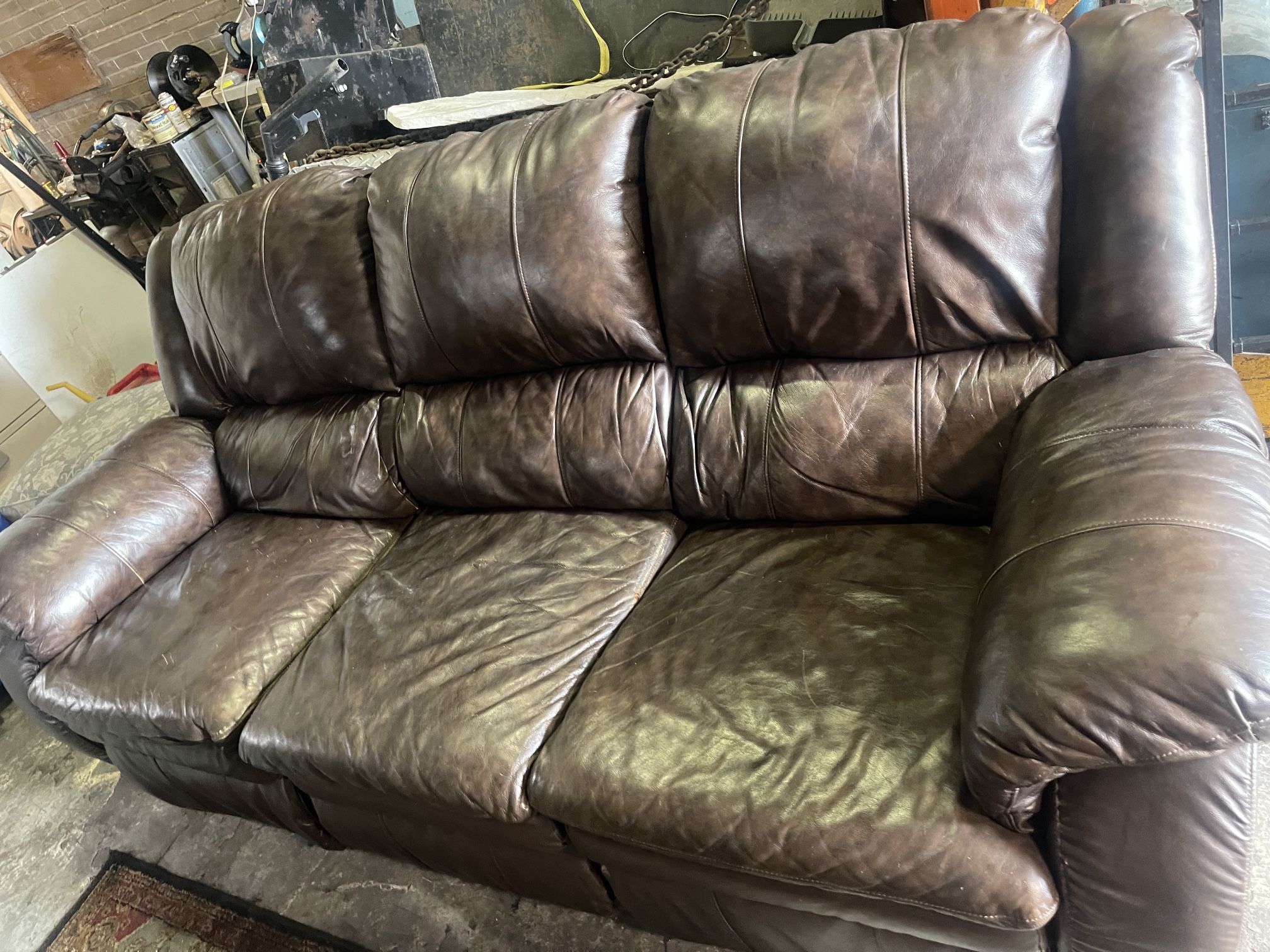 Real Leather Reclining Sofa