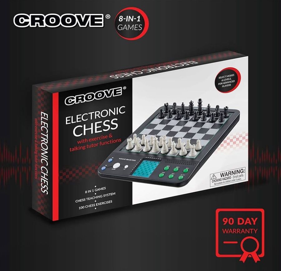 Electronic Magnetic Chess and Checkers Set 10", 8-in-1 Board Games, Digital Staunton Chess Board Game Sets for Adults & Kids, Teenager Toys, Gifts for
