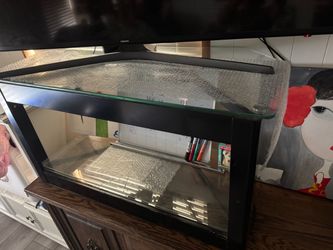 Black TV Stand with Glass Shelf