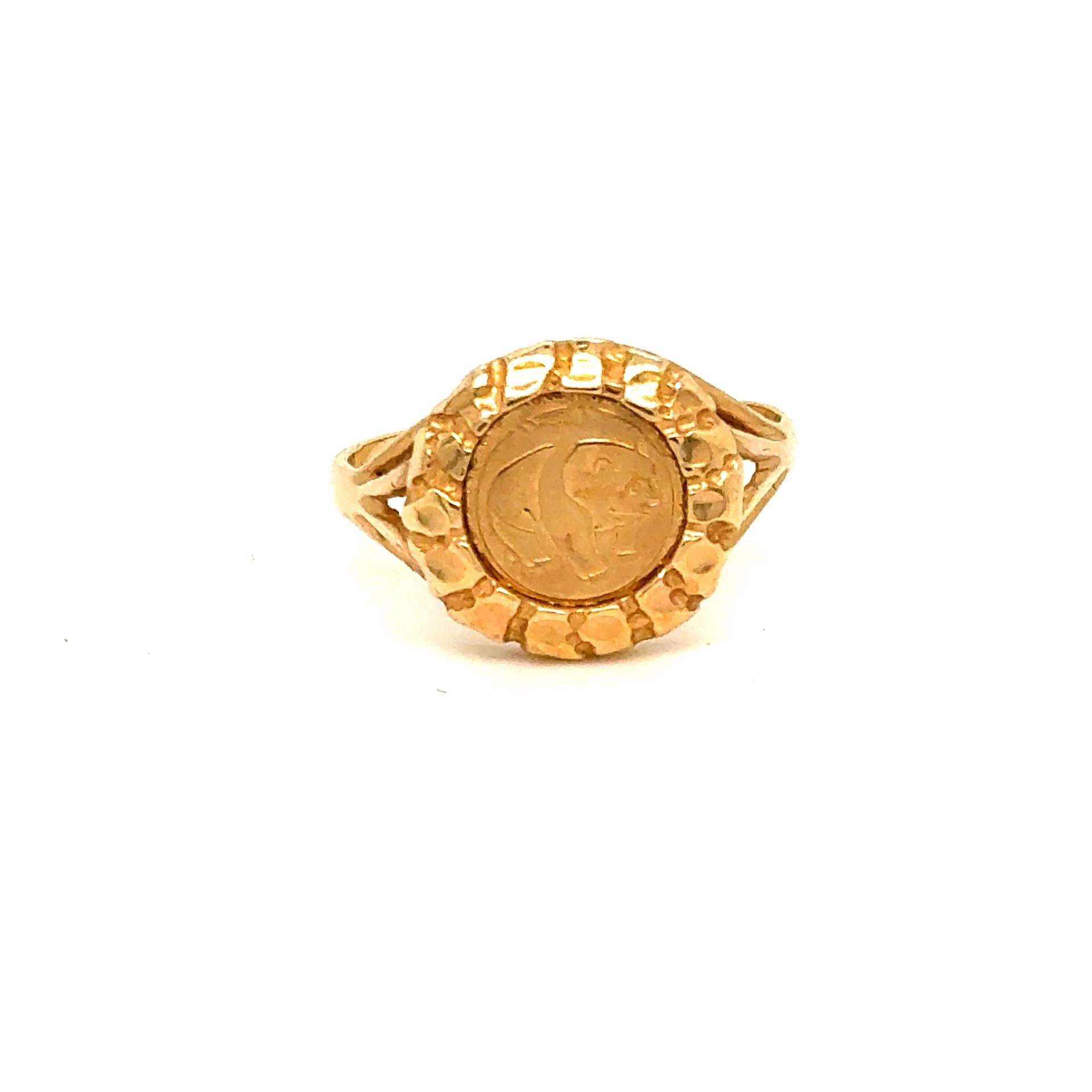10K Yellow Gold Panda Coin Ring