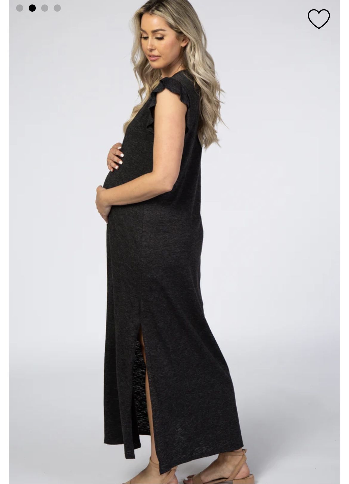 Black Ruffle Sleeve Maternity Maxi Dress
