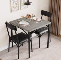 Dining Table Set for 2, Kitchen Table and Chairs, Square Dining Room Table Set for Small Space
