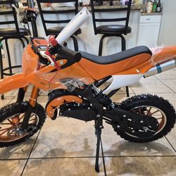 50cc 2 stroke GAS pull start kids dirt bike Orange