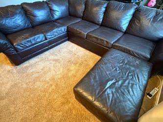 Brown leather sectional sofa bed