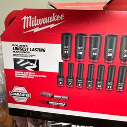 Milwaukee SHOCKWAVE Impact-Duty 3/8 in. Drive Metric and SAE Deep Well Impact PACKOUT Socket Set (36- Piece)