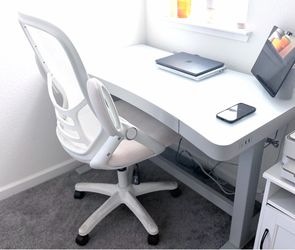 Glass top (dry erase) desk (47”) with charging ports