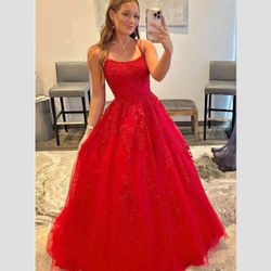 Red Prom Dress Adjustable 
