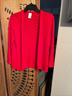 Women red cardigan