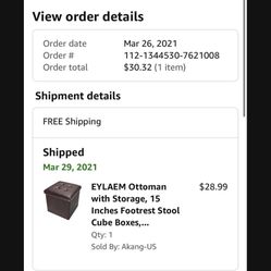 EYLAEM Ottoman with Storage, 15 Inches Footrest Stool Cube Boxes