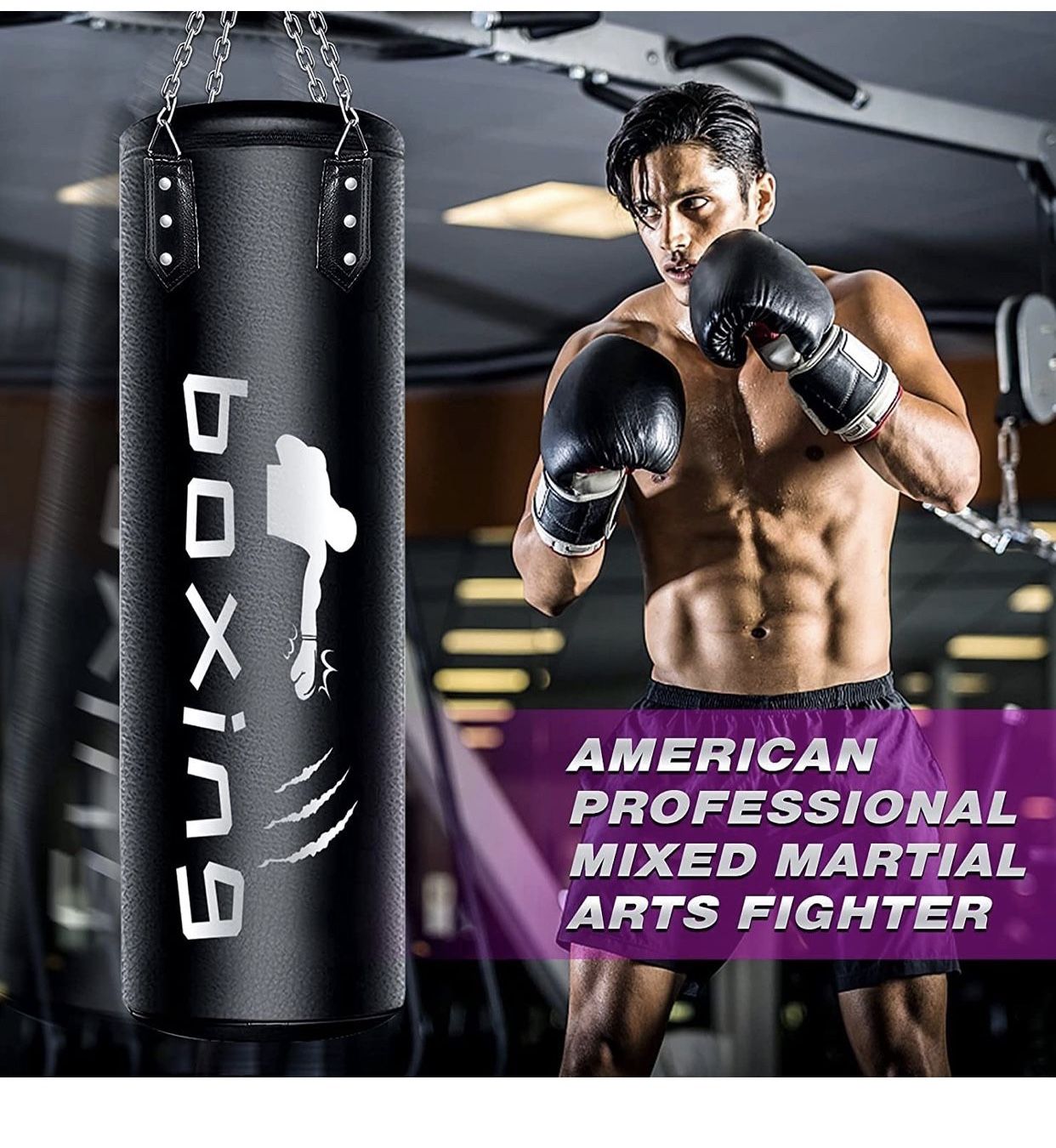 Heavy Boxing Bag for Adults Youth, Non Tear Leather Boxing