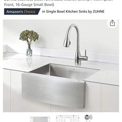 Brandnew Never Opened ZUHNE Stainless Steel Farmhouse Kitchen Sink (24-Inch Apron Front, 16-Gauge Small Bowl