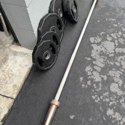 Rubber Weights With 15 Lb Training Barbell 2x25 And 4x10 Lbs $120 Firm 